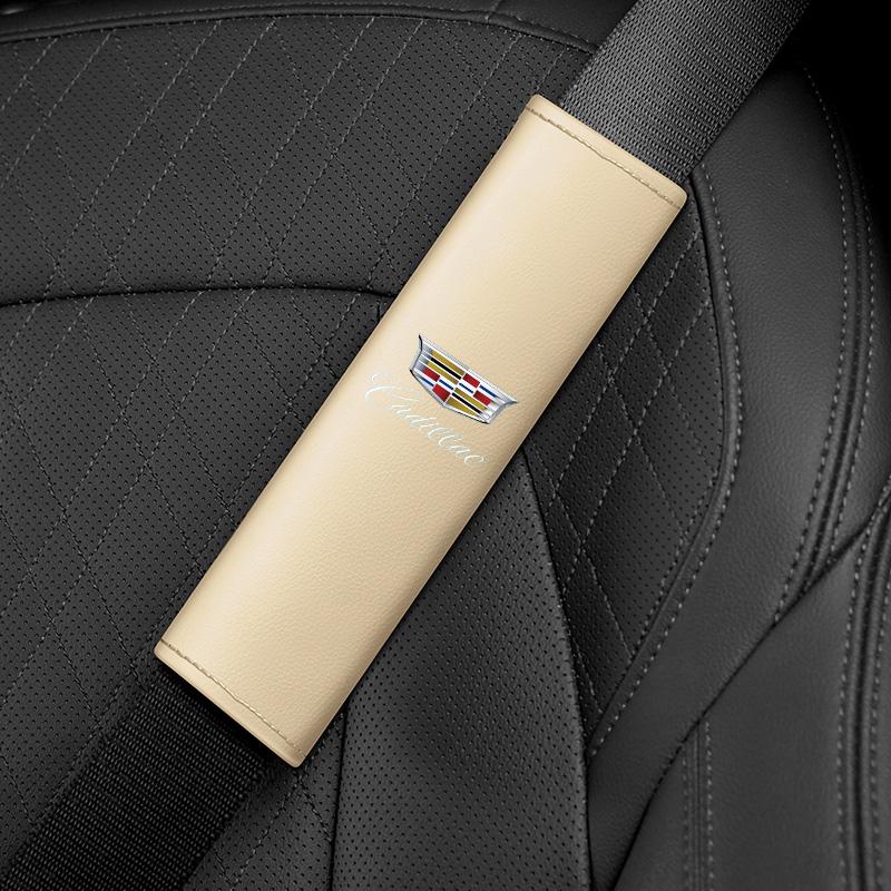 AABHV1 Car seat belt Leather Safety Belt Shoulder Cover Breathable Protection Seat Belt Padding Pad Auto Interior For Cadillac accessor