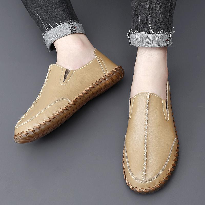 Мужские мокасины коричневые походные туфли мокасины без застежек обувь для вождения повседневная кожаная обувь ручной работы для активного отдыха черные широкие туфли для отца