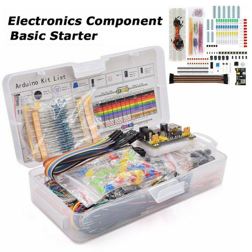 Для Arduino 45 в 1 Набор для начинающих с датчиками и модулями, с макетной платой на 830 точек для Arduino R3, набор электронных компонентов в коробке