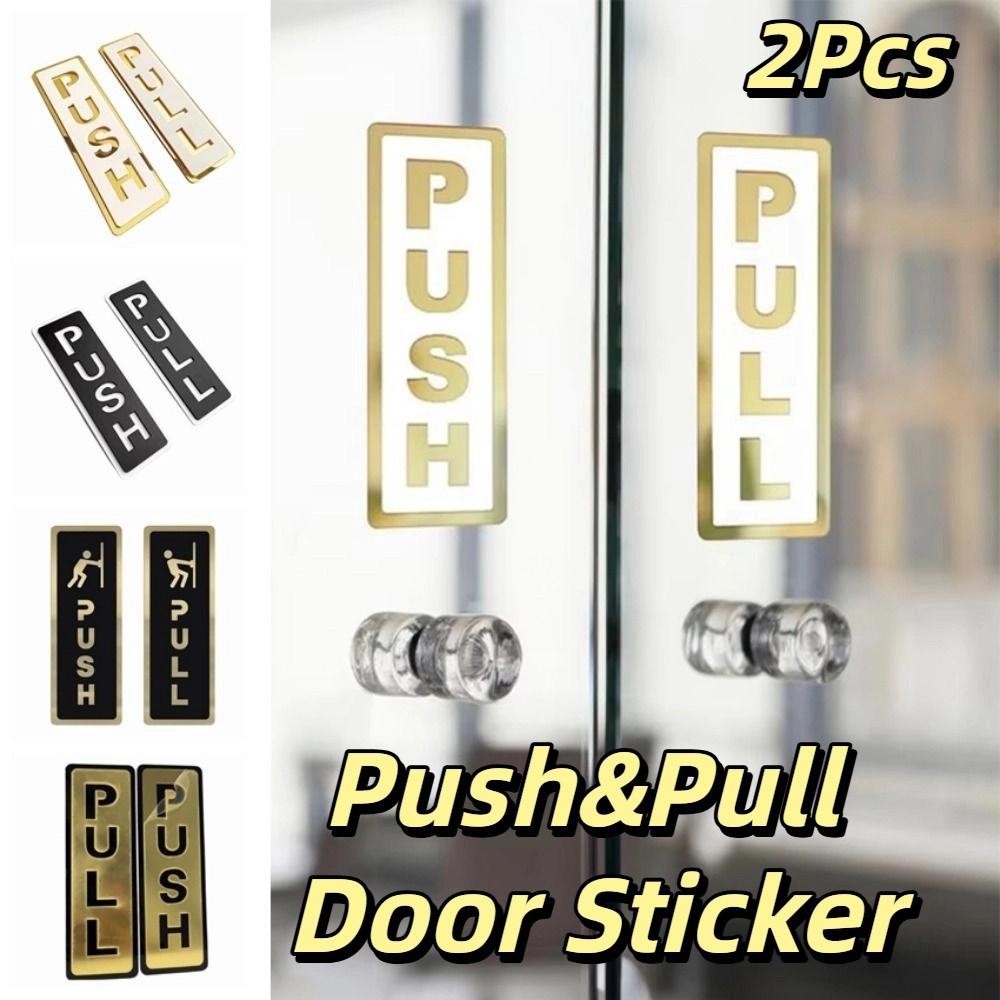 2Pcs 3D Sliding Door Logo Acrylic Restaurant Pull Stickers Push Pull Door Sign  Home Decoration