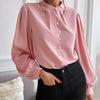 Женская рубашка с воротником-стойкой и длинным рукавом, однобортная рубашка, однотонная, свободного кроя, повседневная рубашка