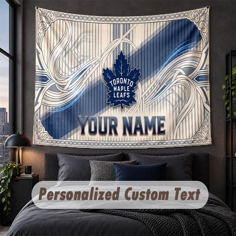 Custom Name Text Tapestry,Toronto Maple Leafs Decorative Wall Hanging, Background Tapestry For Home Bedroom