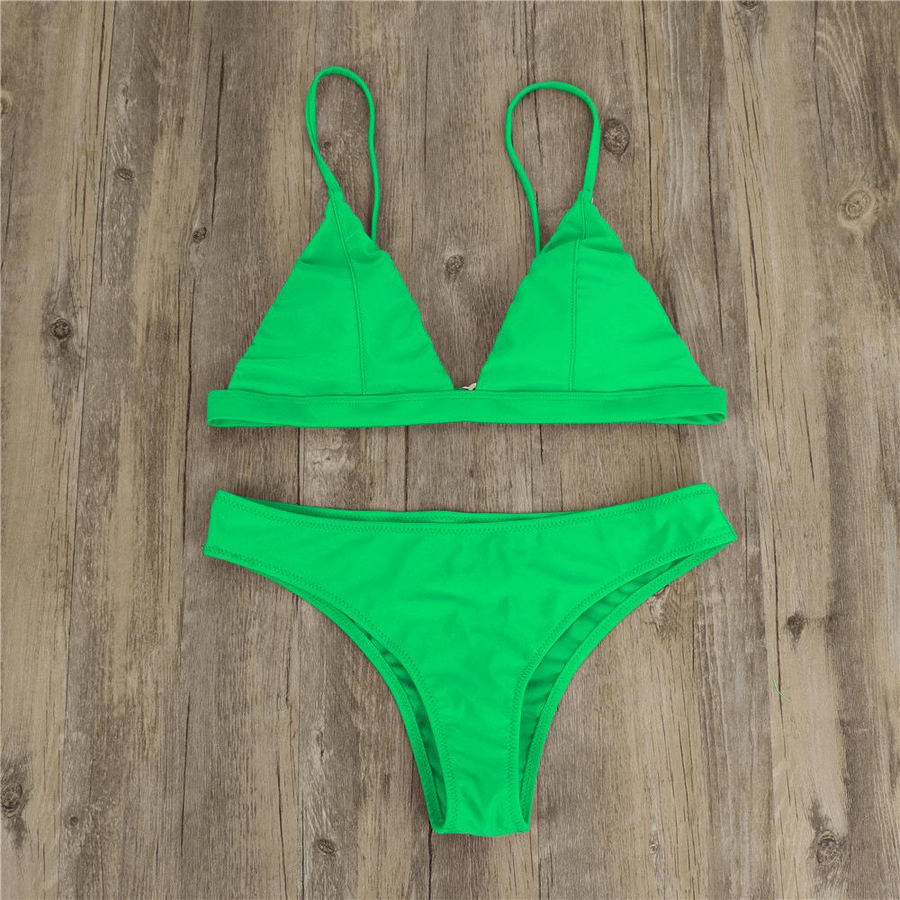 Европейский и американский многоцветный купальник бикини большого размера с треугольными чашками и съемными вкладышами