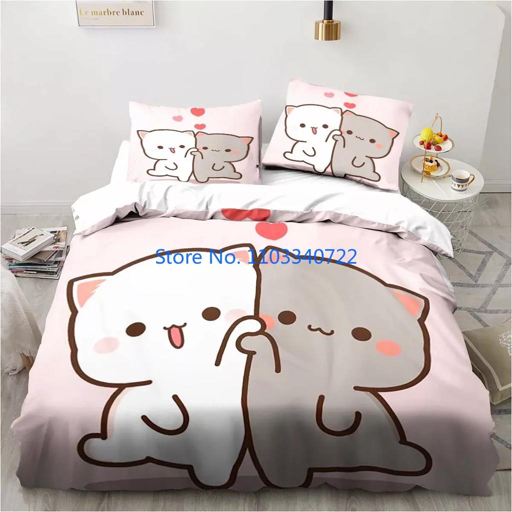 Комплект постельного белья Bubu Dudu Cartoon Cute Bear Kawaii с 3D-принтом, для мальчиков и девочек, декор спальни.
