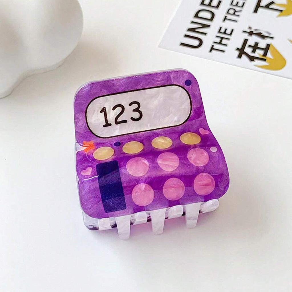 1pc Cartoon Small Cute Acrylic  Back-to-school Season School Bus, Pencil, Apple and Calculator Style Hairpin, Small Hair Claw