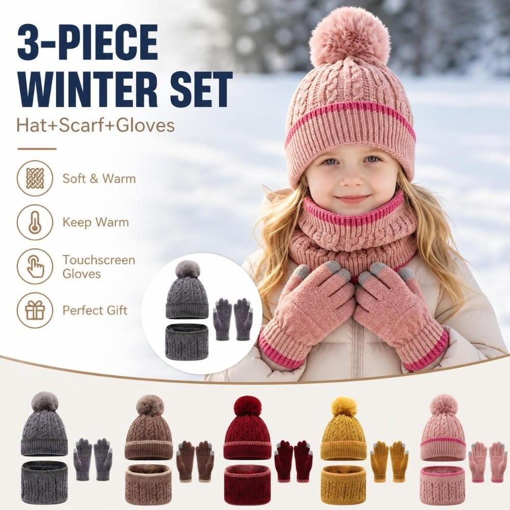 Thicken Winter Hat Scarf Gloves Knitted Thickened Knitted Hat Knitted Hat Set Autumn And Winter