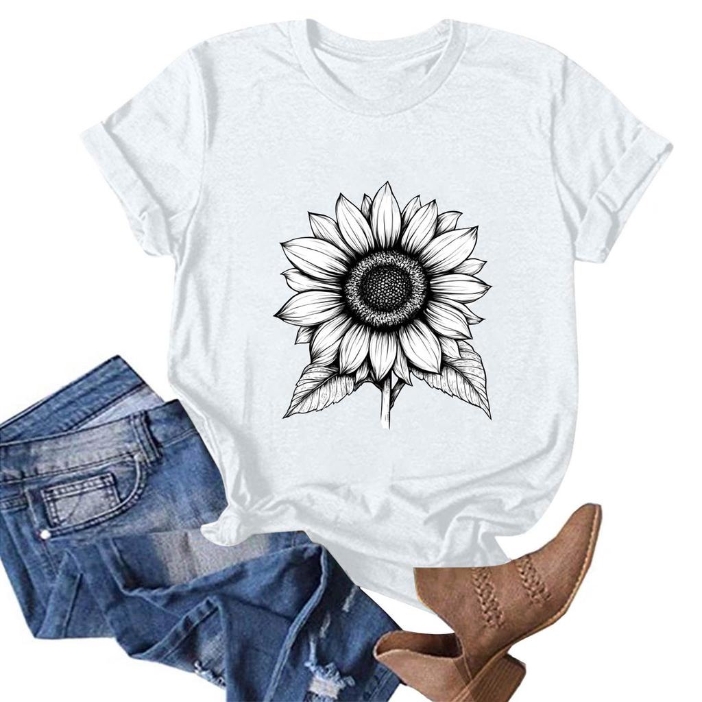 Женская модная повседневная футболка с круглым вырезом и принтом, пуловер с короткими рукавами, топ