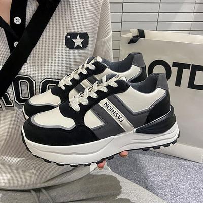 Весенние новые туфли на толстой платформе с круглым носком и шнуровкой, универсальные, для женщин, для отдыха и спорта, Cortez