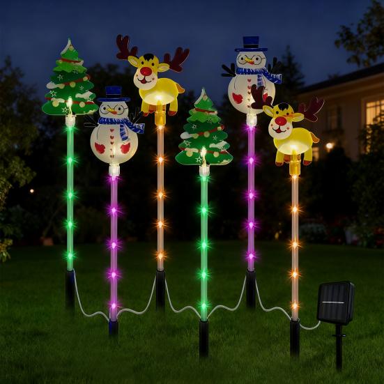 Christmas Tree Lights Solar Stake Lamp Animated LED Lawn Decor Soft Warm Lighting for Garden Path Holiday Display Lights