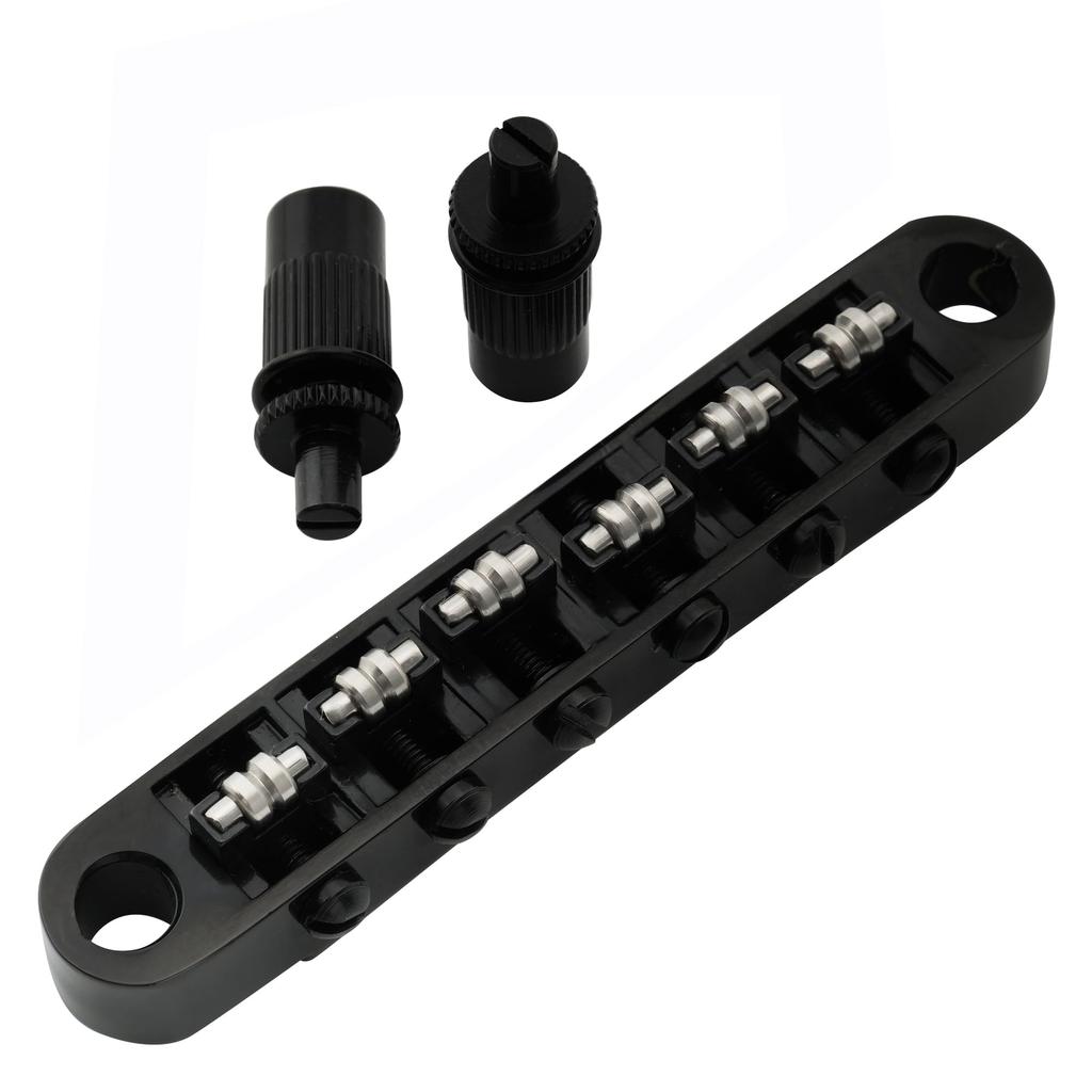 Musiclily Pro 10.4mm Pitch Roller Saddle Tune-O-Matic Bridge for LP, Epiphone, and Les Paul SG Electric Guitars, Black