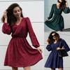 Fashion V-neck Long Sleeve Polka Dot Casual Dress for Women Summer New High Waist A Line Women's Dresses Vintage Slim Fit Sexy Party Short Dress 26268