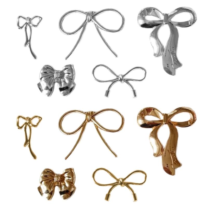 Элегантный золотой/серебряный бант, стильный аксессуар для рукоделия, металлические бабочки-узлы для поделок своими руками и украшения телефона