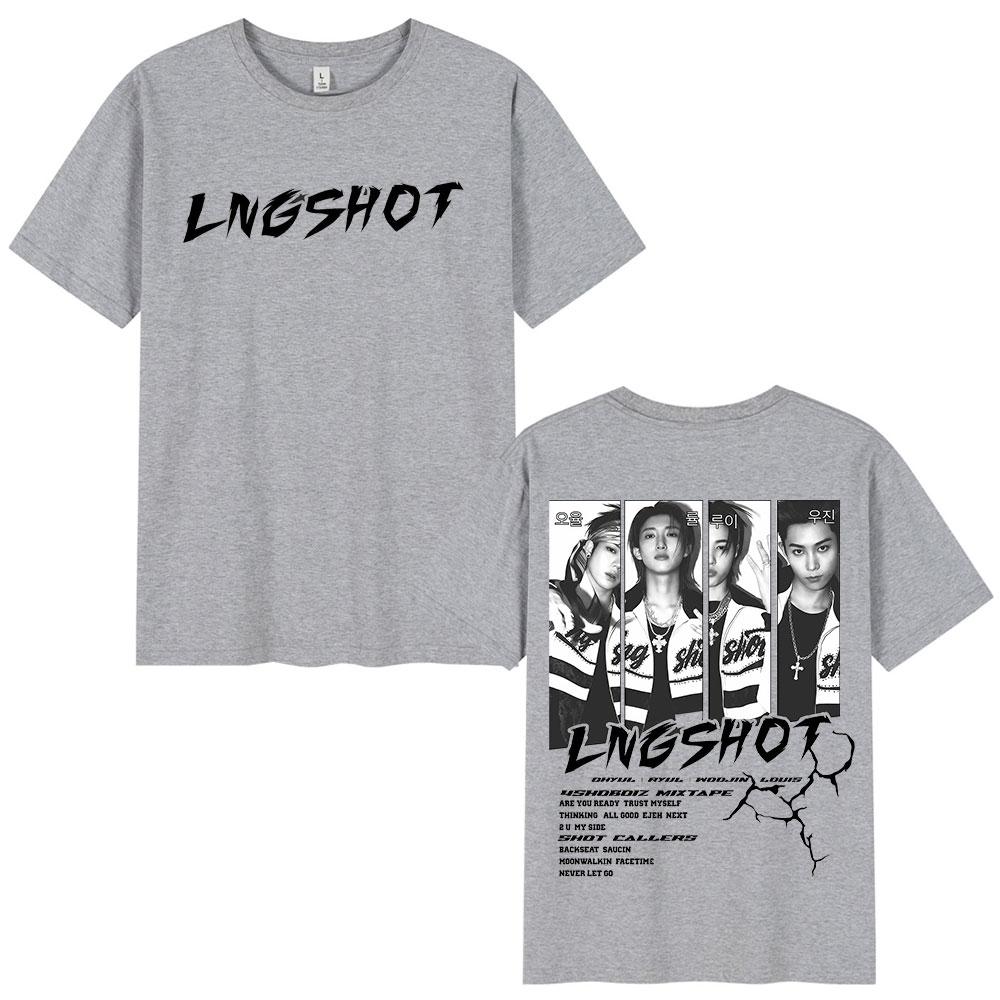 Корейский Kpop Lngshot OHYUL RYUL WOOJIN LOUIS Футболка Унисекс Женская Одежда Мода Хип-Хоп Футболка с Коротким Рукавом Хлопковый Топ Подарки для Фанатов