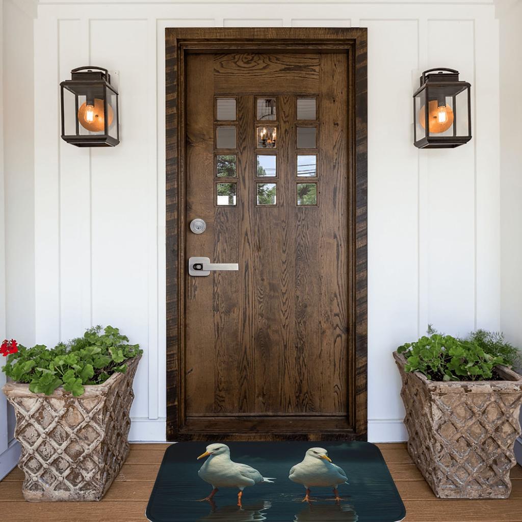 1PC Two Seagulls Pattern Kitchen Rug Non-Slip Door Mat Pop design Bathroom Rug Bath Mat Carpet for Home Sink Laundry ecoreeree