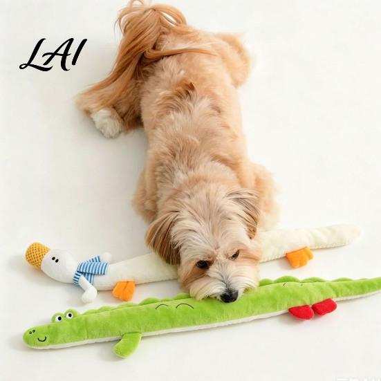 Durable Chew Toys for Small Medium Large Breeds 40 Inch Extra Long Plush Squeaky Dog Toy Soft Cartoon Crocodile Duck Interactive Dogs Shaped Stuffed