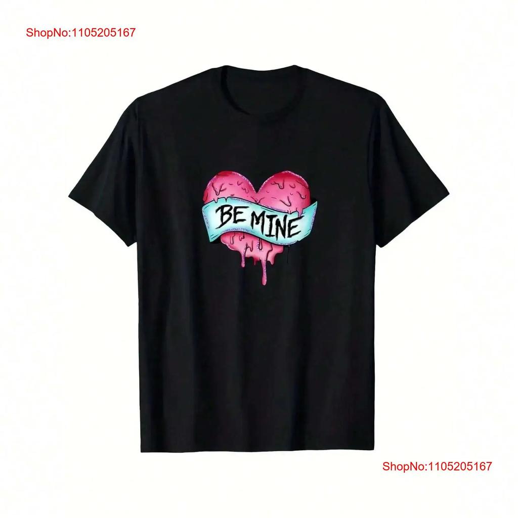 Unisexs Be Mine T Shirt Casual With Pink Heart Design Vintage Stretched Streetwear Breathable Designer Clothes Unisex
