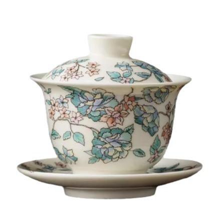Camellia Kung Fu tea set cover bowl teacup ceramic enamel color three talents cover bowl single cup tea can is not hot tea bowl