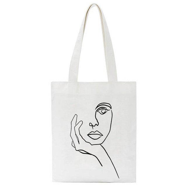 2022 Ea Ulzzang Abstract Bouquet Female Shopping Canvas Tote Casual Large-capacity Women Bag Harajuku Ins Chic Shoulder Bags