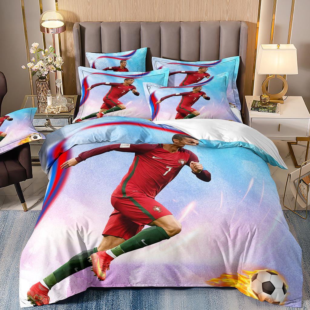 Duvet Cover Luxurious Football Star Cri-stiano Ronaldo Printing Bedding Set Duvet Cover Bed Youth Kids Girl Boys Birthday Gift