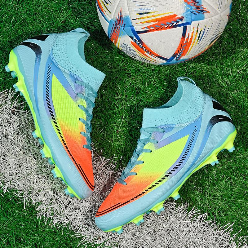 Модные футбольные бутсы с высоким верхом 34-45 размера, большого размера, с длинными шипами, из микрофибры, мужская спортивная обувь, футбольные бутсы для мальчиков