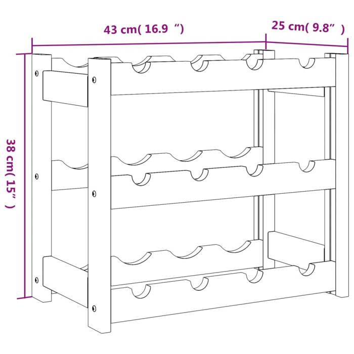 VidaXL Casier à bouteilles pour 12 bouteilles gris bois pin solide 373377
