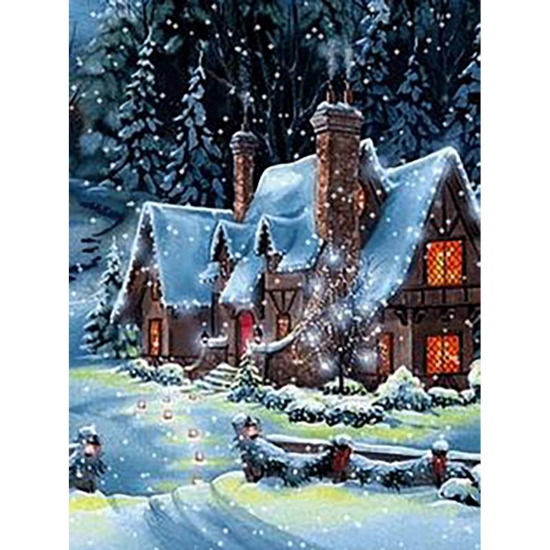 Winter Diamond Cross Painting 5d Stitch Landscape Diamond Embroidery Snow Resin Mosaic Full Layout Home Decor Wall Art Gift