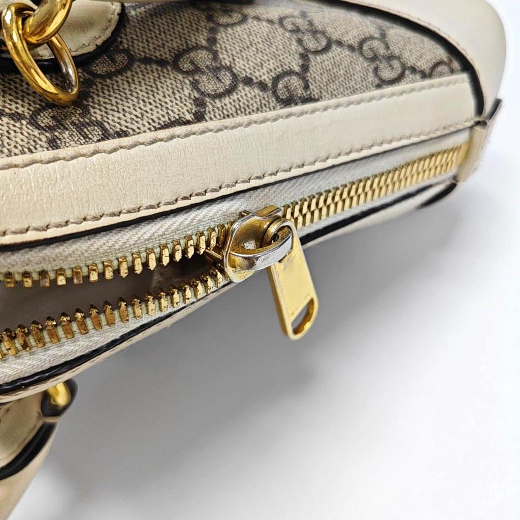 [Pre-Owned] Gucci Horsebit 1955 Mini Top Handle Bag 'GG Supreme/White' - Fair #1BSHVTV