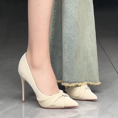 Мода Ретро Женская Обувь Темно-синие Туфли Лодочки Мелкий Вырез Милые Тонкий Каблук Сандалии Женские Острый Носок Клиновидный Оранжевый Лаконичный Стройнящие Африканский Носок