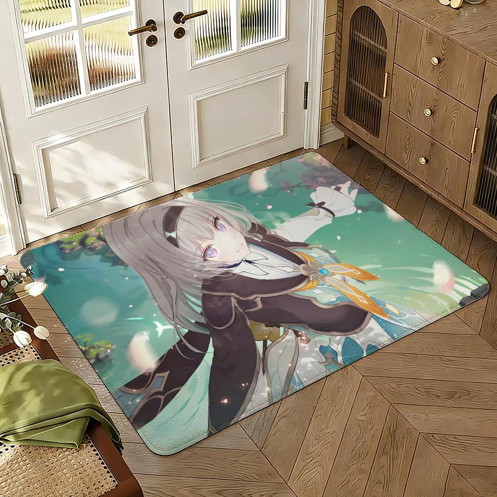 Honkai Star Rail Firefly Floor Mat Soft Thickened Absorbent Non-Slip Bedroom Living Room Door Mat Home Decor Flannel Rugs