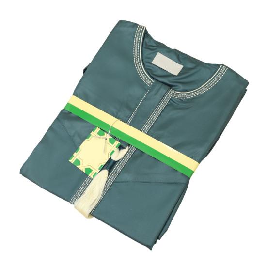 Мужской однотонный халат-кафтан с длинными рукавами и вышитыми манжетами на шее, исламский кафтан-табак в стиле Саудовской Аравии