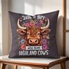 Scottish Highland cow black Cushion Cover Natural Linen Organic Fabric DoubleSided Printing Couch Pillow Covers Home Decor