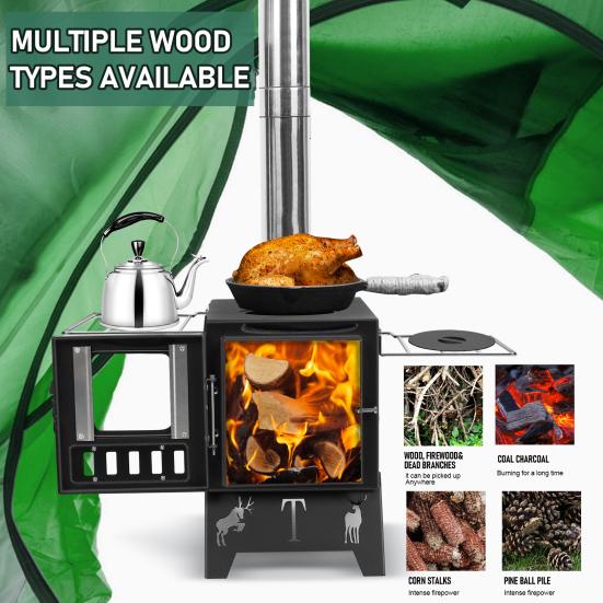 Wood Burning Stove, Folding Portable Wood Stove, Tent Stove for Heating, Camping Stove include