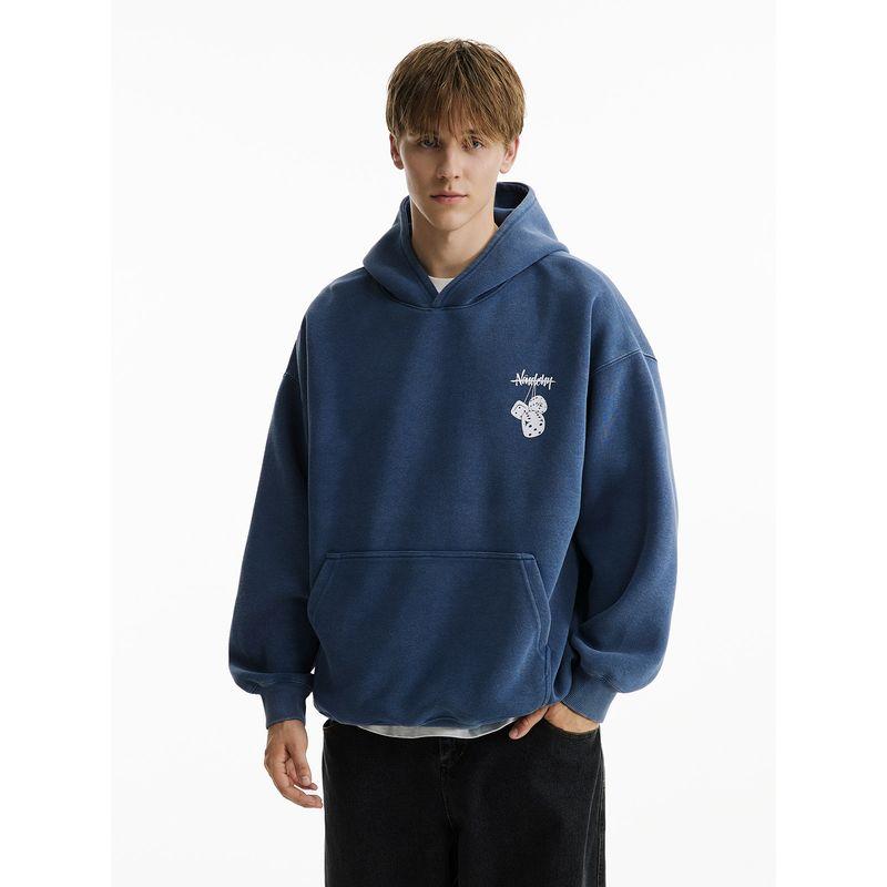 Men's European and American Style Heavyweight Trendy Hip-Hop Street Dice Print Hooded Sweatshirt, Unisex Loose Casual Couple Jacket