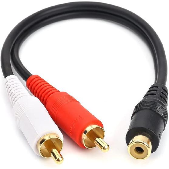 JSJ RCA (M) to 2 RCA (F) Stereo Audio Y Adapter Subwoofer Cable (24k Gold Plated) 1 Male to 2 Female Y Splitter Connectors Extension Cord