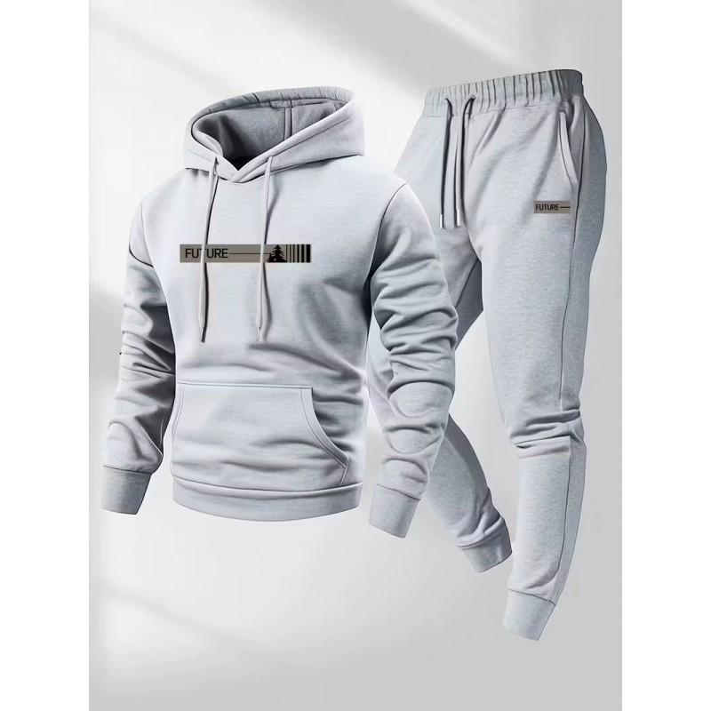 Mens Hooded Sweatshirt Tracksuit Set Cotton Blend Loungewear Young Adults