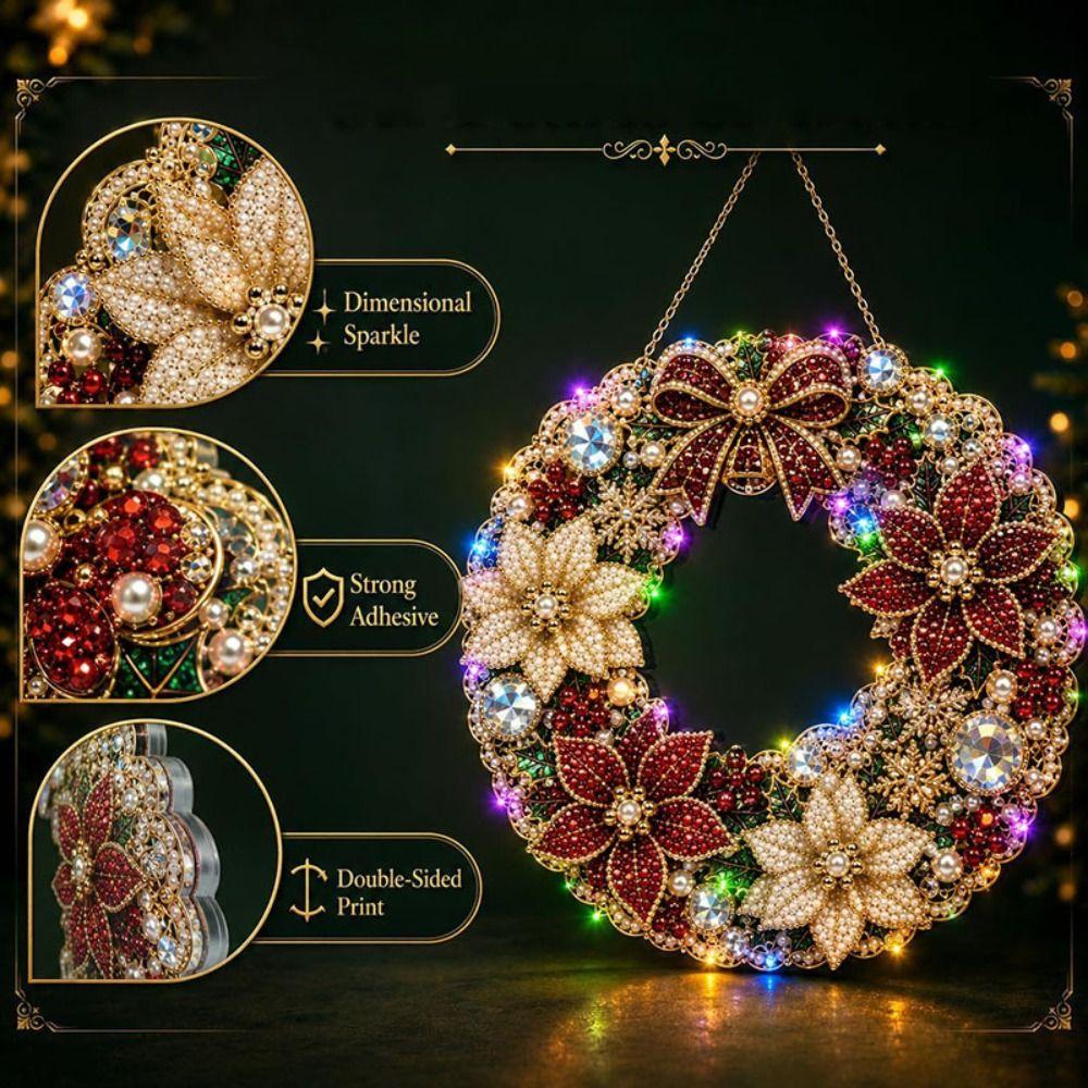 Sparkling Christmas Wreath Pendant Decorative DIY Hanging Kit Christmas Ornaments