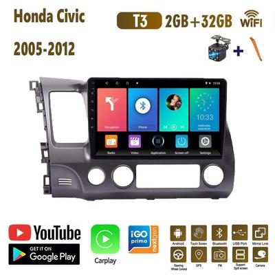 10-дюймовый автомобильный радиоприемник на базе Android Carplay для Honda Civic 2005-2012, автомобильный мультимедийный видеоплеер, GPS-навигация, WIFI, 2 + 32 ГБ