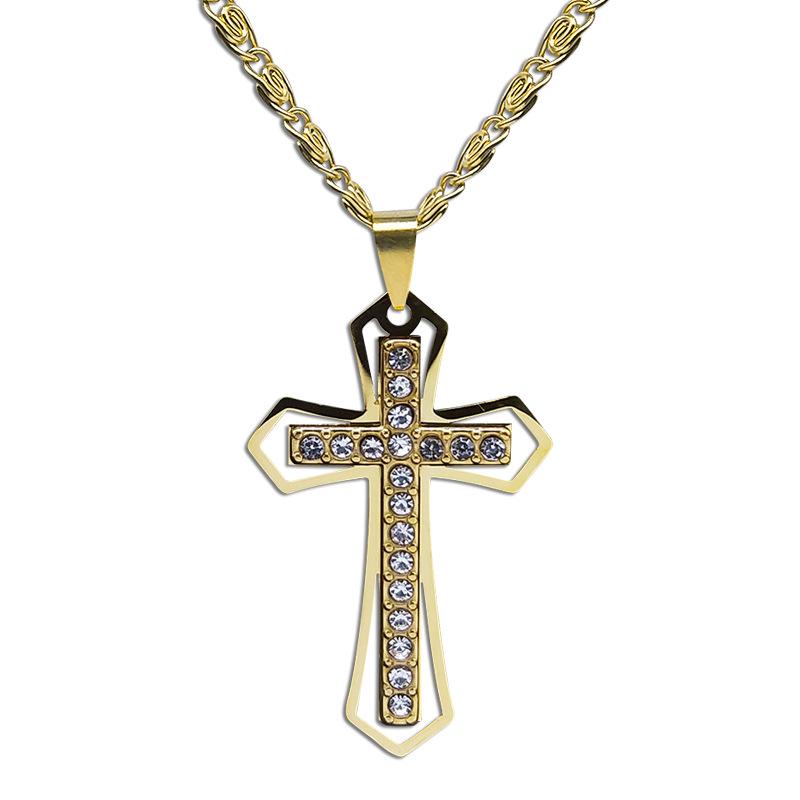 Золотое ожерелье с подвеской из кристалла: Мужские украшения из нержавеющей стали для ключицы