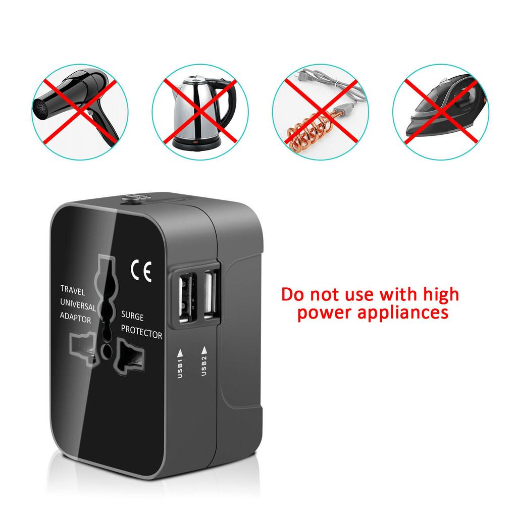 1PC Universal Travel Plug Adapter 2 USB Port World Travel AC Power Charger Adapter AU US UK EU Converter Adapter USB Charger New