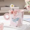 Creative Flower Ceramic Mug Pearlescence Tulip Coffee Mug High Beauty Breakfast Cup Beverage Cup Household Couple Cup Water Cups