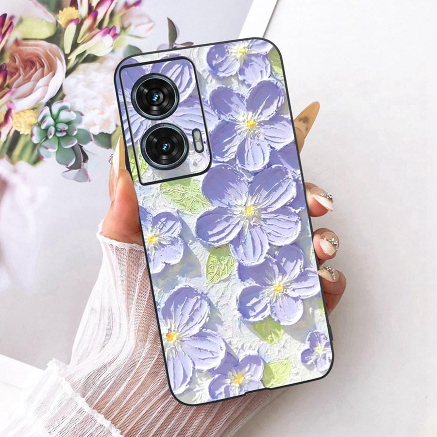 Чехол для Motorola Edge 50 Fusion XT2429-1 Мягкий ТПУ Цветок Защитные Чехлы для Телефона Для Motorola G96 motog96 5G Fundas Чехол Coque