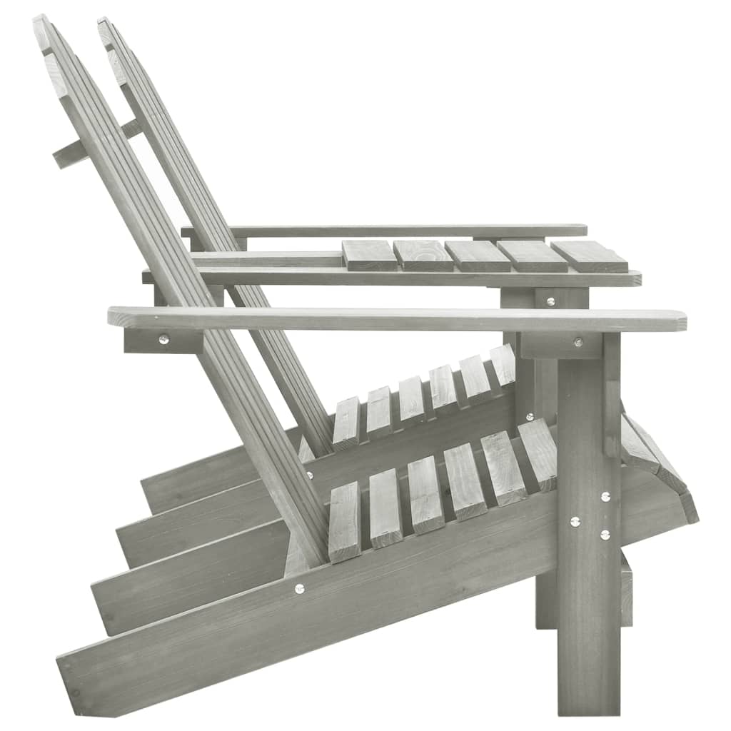Adirondack Garden Chairs with Table Solid Pine Wood Gray