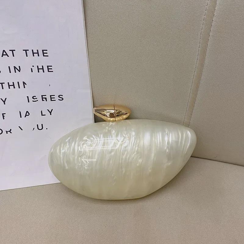 Сумка Chic Marble Acrylic: Элегантный дизайн в виде гусиного яйца, универсальный вечерний аксессуар, который можно носить в руке или через плечо