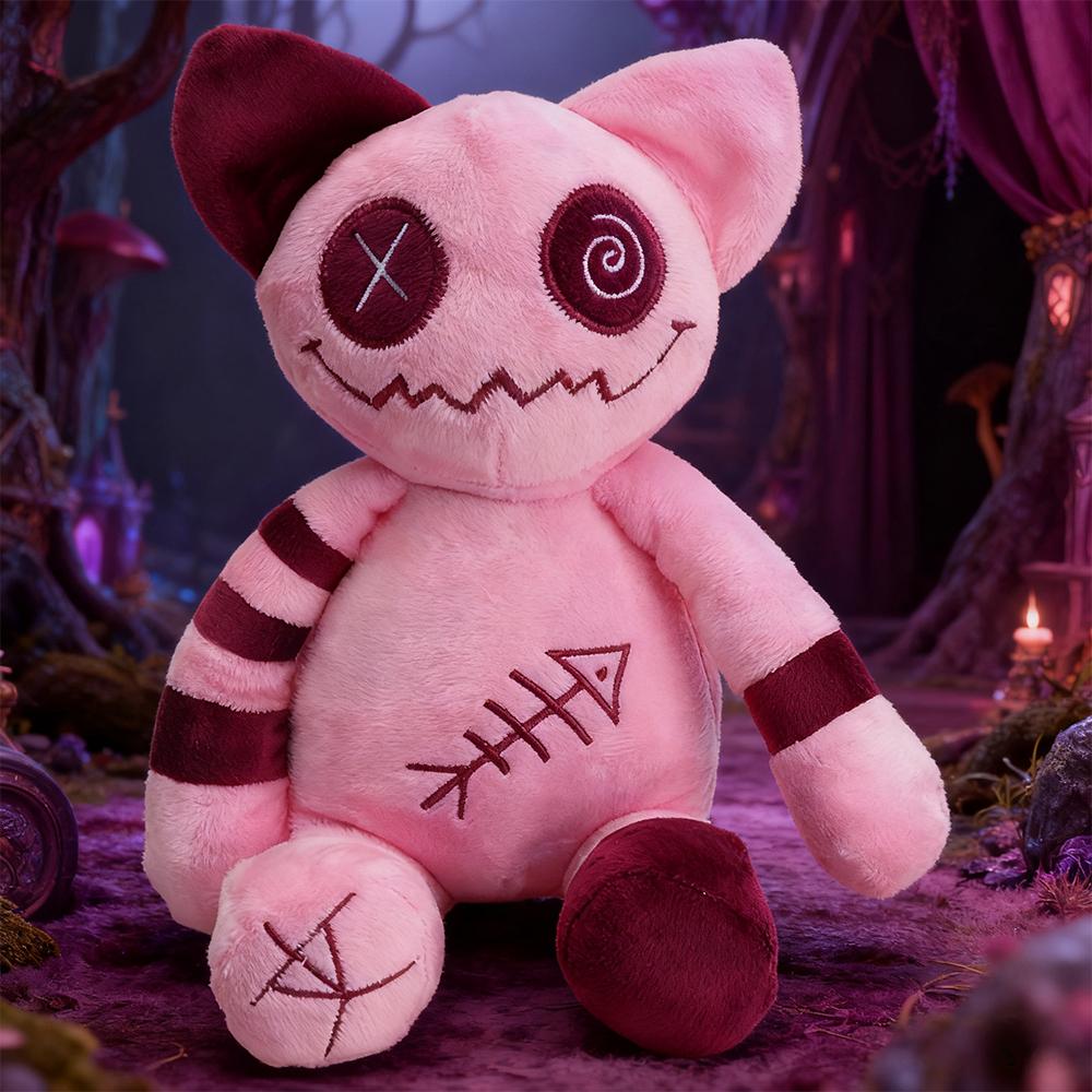 Плюшевые игрушки Хэллоуинский кот-зомби, мягкие игрушки, розовый, кавайный, розовый кот-рыба, мультяшная периферия, подушка, декор для дома