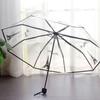 Tower Three Fold Umbrella Transparent Sun Rain Umbrellas Three Color Rain Tools Woman White Black Two Color