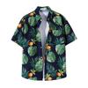 Casual Lapel Short Sleeve Buttons Closure Men Shirt Summer Floral Leaves Printed Thin Hawaiian Beach Shirt Streetwear