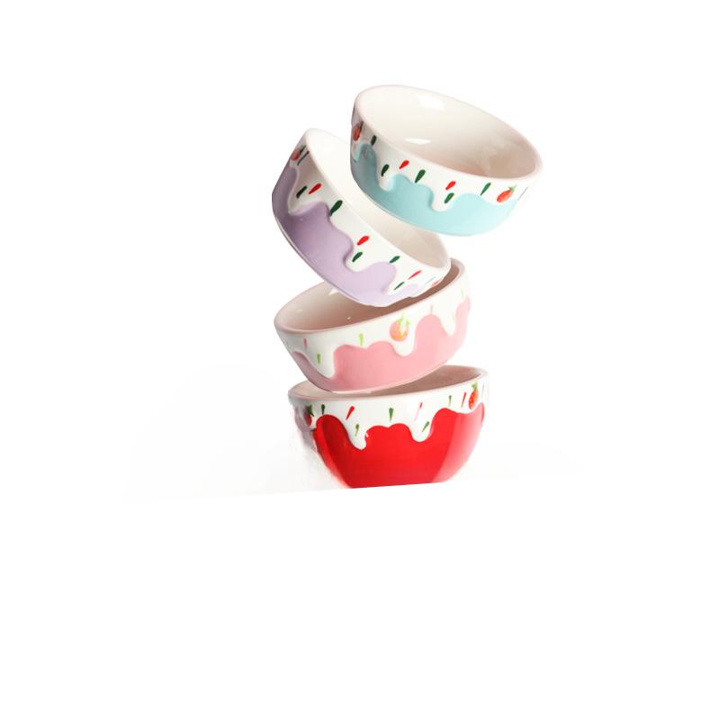 Миска для еды для хомяка, керамическая миска, толстая и не опрокидывающаяся, миска для кролика с клубникой, ванная и туалет, принадлежности двойного назначения Golden Bear