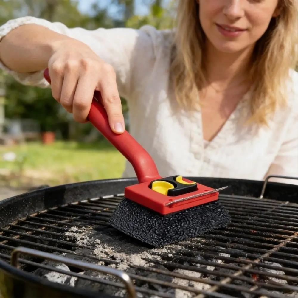 Replaceable Pads Safe Grill Grate Scrubber Stainless Steel Grease Remover Brush Home Use