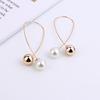 Темпераментные двусторонние длинные серьги женские милые металлические минималистичные жемчужные серьги ручной работы