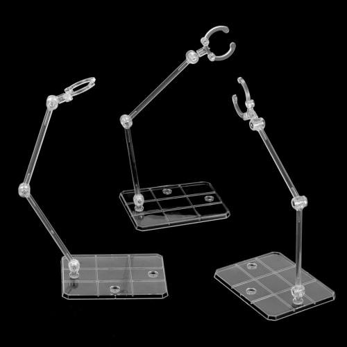 12-Piece Plastic Model Figure Stands, 1/144 Scale, 180-Degree Articulated Polycarbonate Display Stands, Clear, Perfect for Displaying Models, Figures,